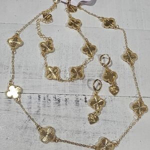 Elegant 14k Gold Plated Necklace and Earring Set